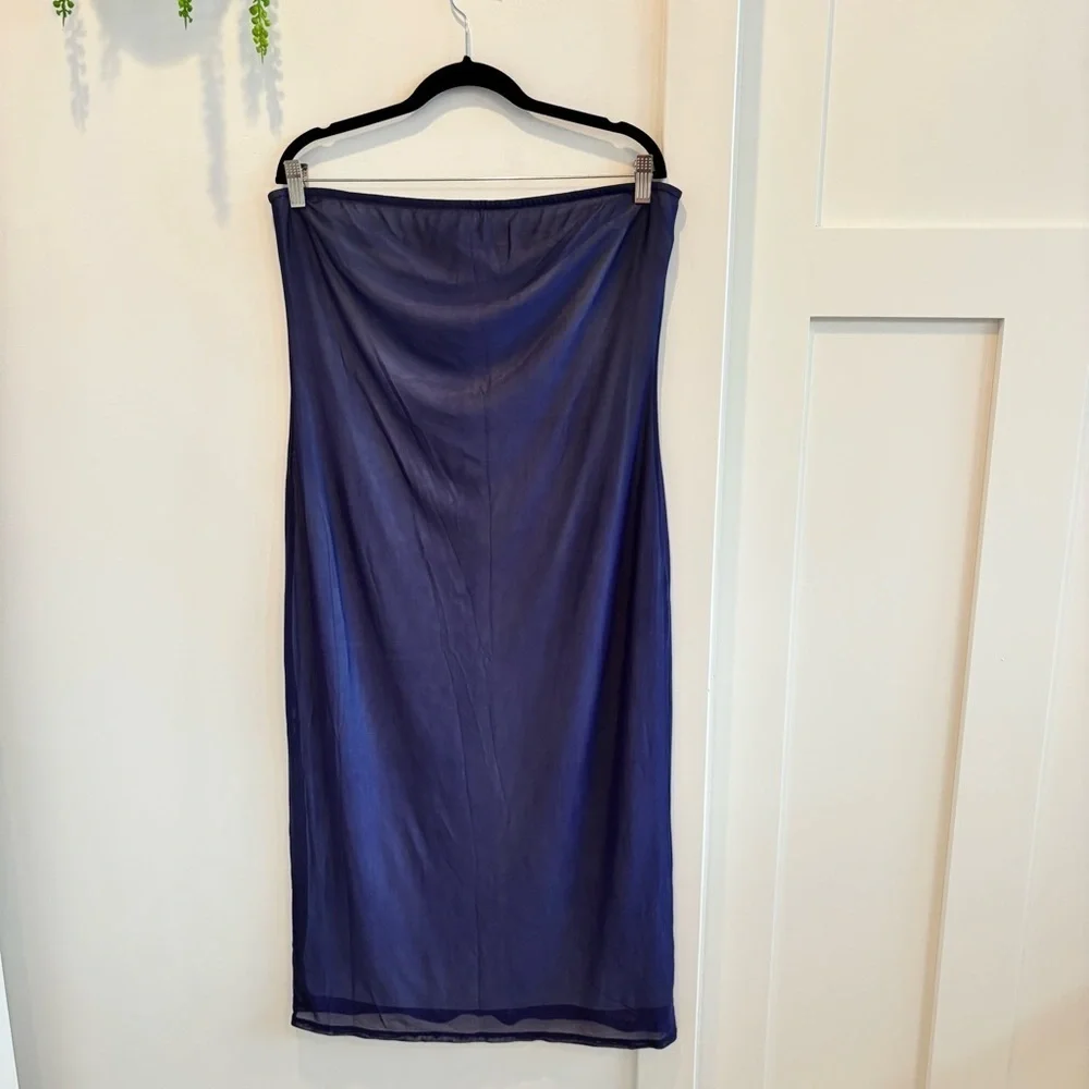 Wild Fable Women's Blue Mesh Fully Lined Strapless Midi Dress NWT Size XL
